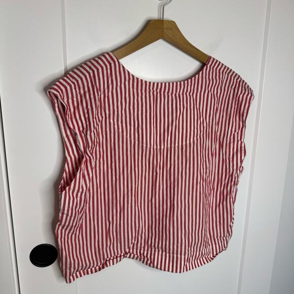 Nancy Stella Soto Red & White Striped 100% Cotton Boxy Top Size Medium - Picture 6 of 6